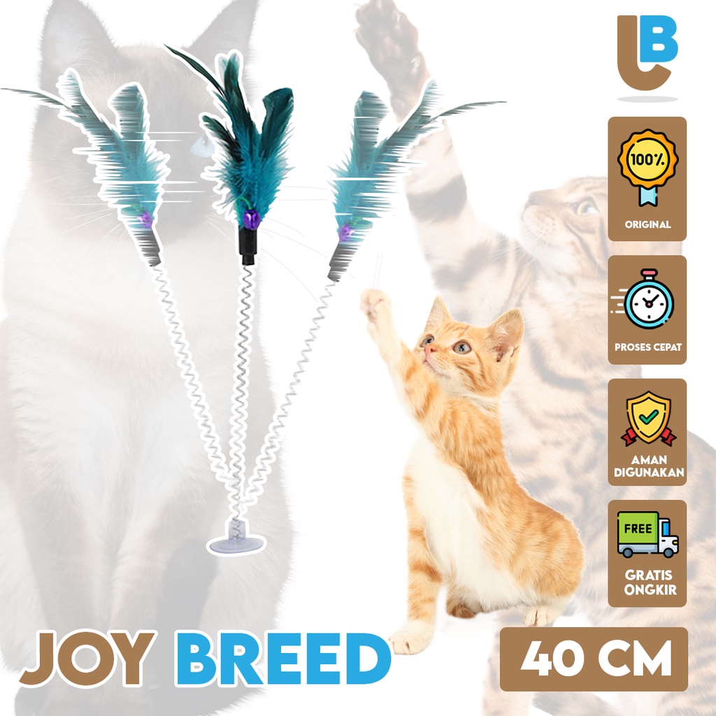 MAINAN KUCING TIANG PER GOYANG DENGAN BULU DAN LONCENG MURAH | JOY BREED OFFICIAL