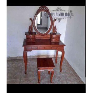 Meja rias makeup kaca cermin Tolet meja riasan kayu jati