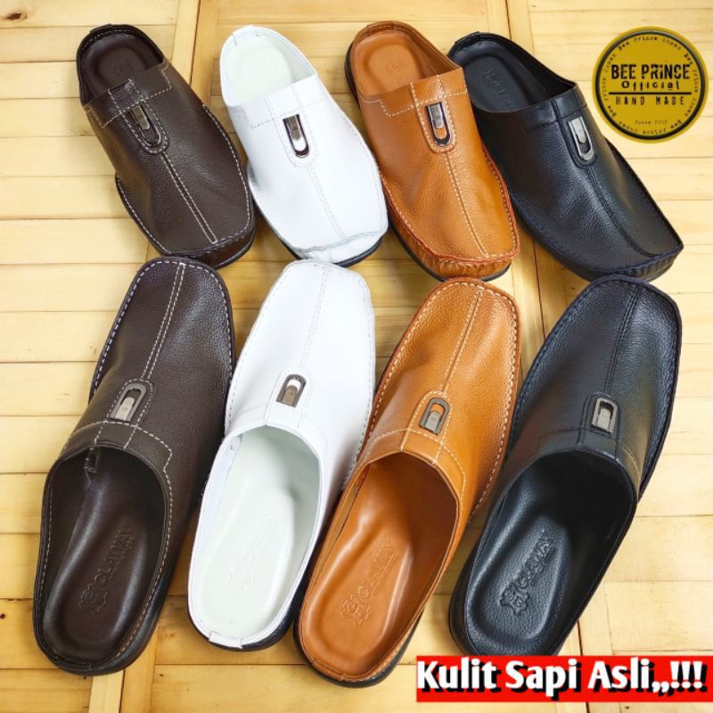 OMAIN 027 Sandal sepatu kulit pria dewasa BIG SIZE -44 45 46- MODEL slop Bustong tutong (COD)