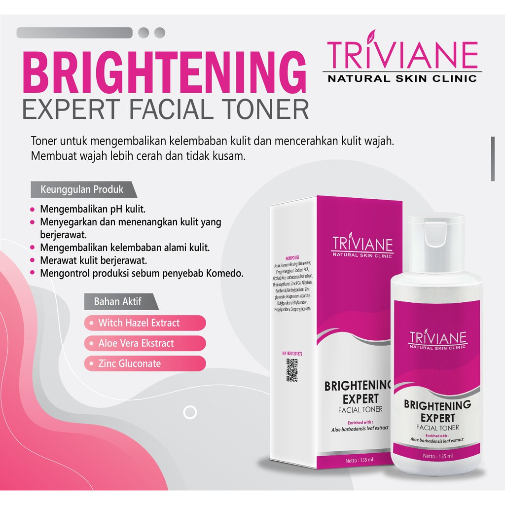 Triviane Brightening Expert Facial Toner 135ml Original / Toner Pencerah Wajah BPOM Aman