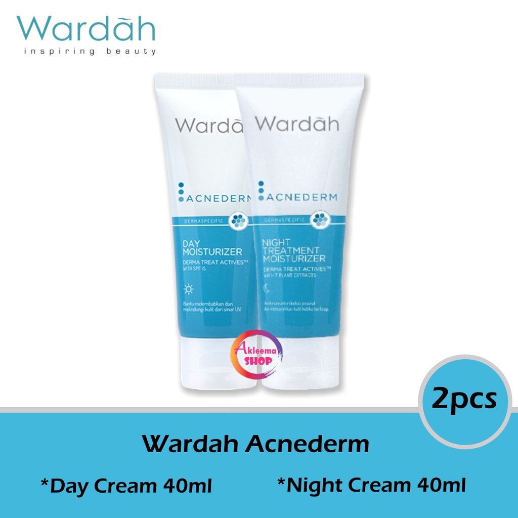 Wardah Acnederm Paket Perawatan jerawat 2pcs (Day Cream 40ml+Night Cream 40ml)