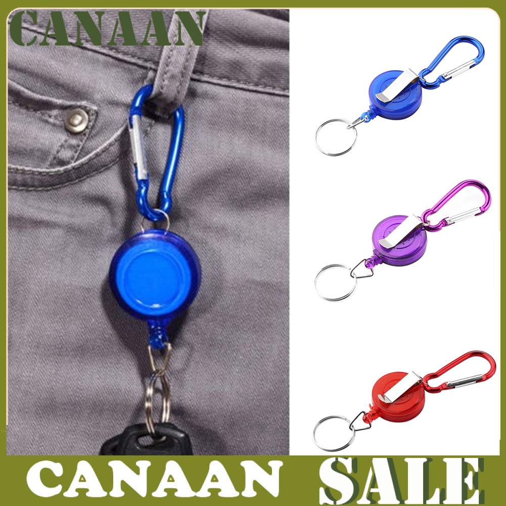 Canaan Gantungan Kunci Carabiner Holder Kartu Id / Ski Pass Retractable