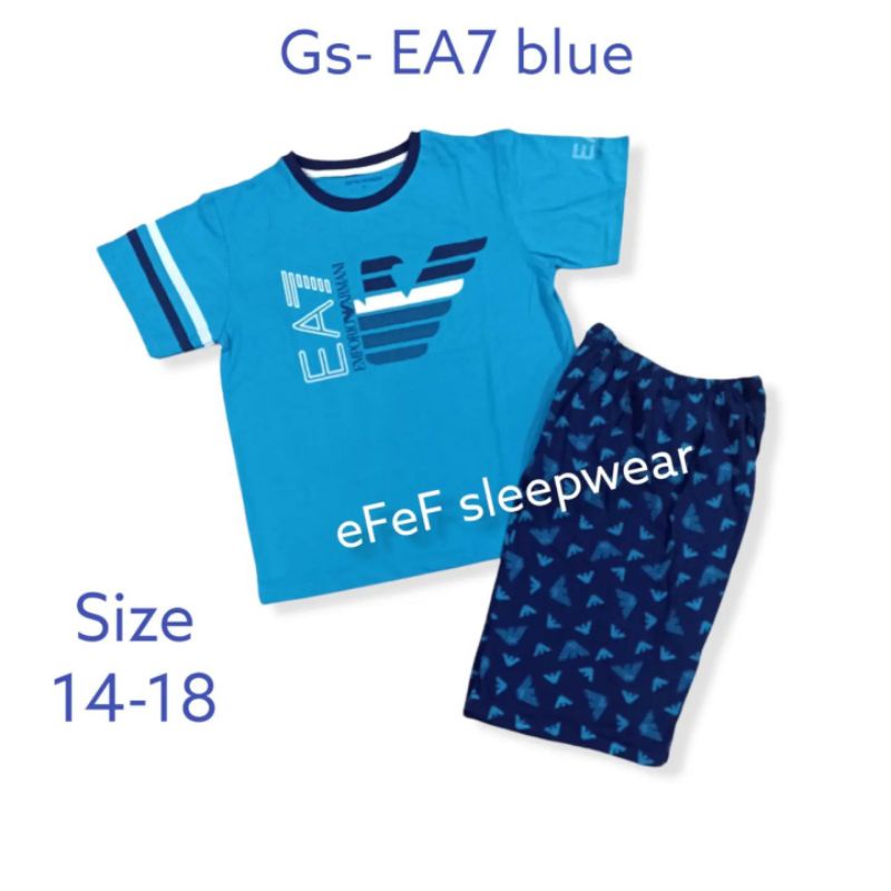 efef setelan kaos anak laki-laki EA7 Blue Navy