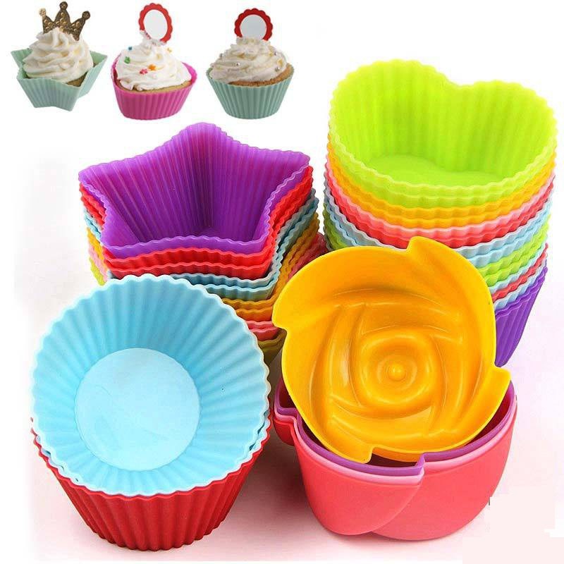 1pc Cetakan Kue / Cupcake / Muffin Bahan Silikon Lembut (warna acak)