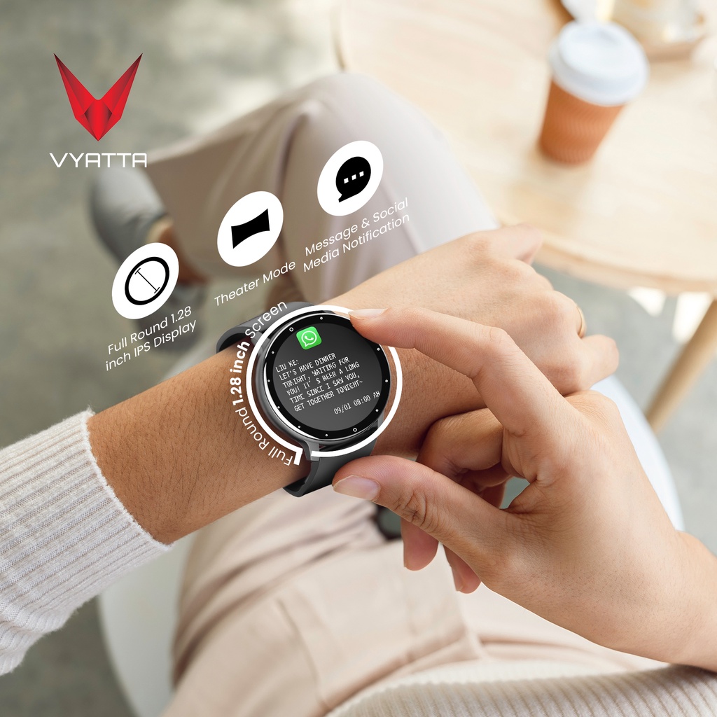 VYATTA FITME XPS SMARTWATCH FULL ROUND TOUCH SCREEN 1.28&quot; THEATER MODE MULTI SPORT MODE