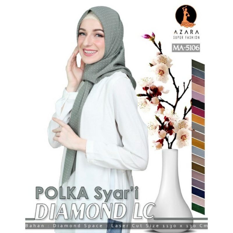 Jilbab segi empat polka syari diamond LC azara
