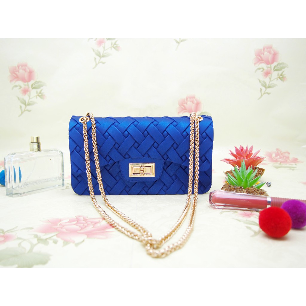 [Import] #1812 Tas Jelly tas tangan selempang wanita motif anyaman hand bag sling bag cewe