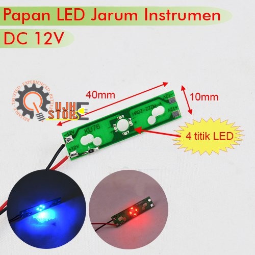Papan LED Jarum Panel Speedometer BIRU DC 12V 4 Titik Indiglow Retrofit RPM Bensin Universal