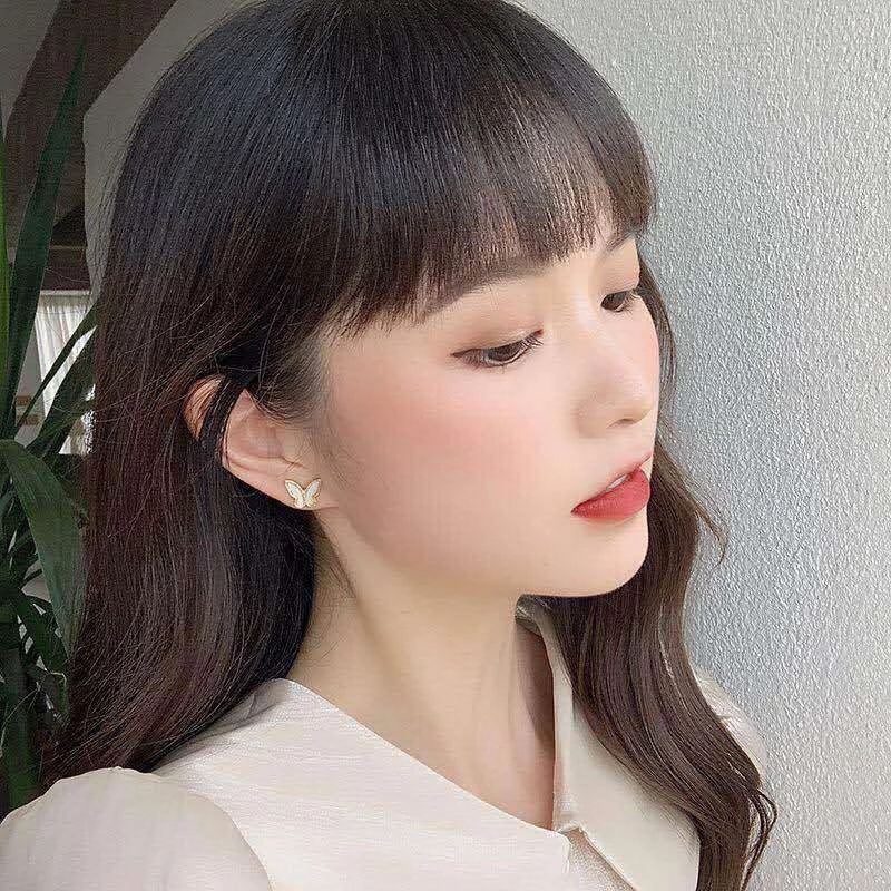 Korea Ins Style Elegant Cute White Butterfly Shape Earrings Necklace Pendant