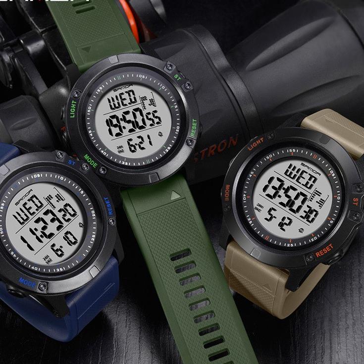 ☁ ✔ Jam Tangan Pria SANDA 372 LED Berenang Olahraga Anti Air Multifungsi ☛