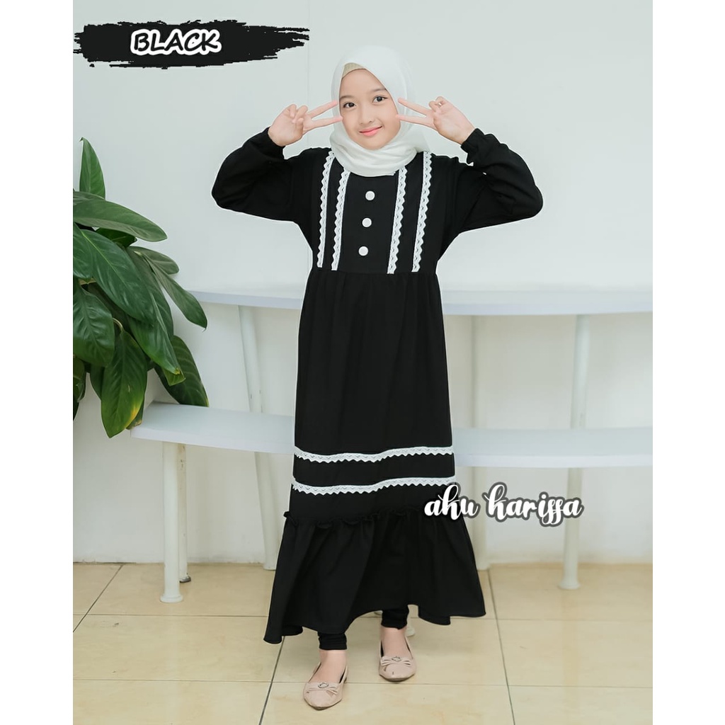 Gamis Anak REYNA DENISA aku karissa kids Itycrepe Kancing BAJU MUSLIM RENDA ADEM BEST SELLER S M L XL