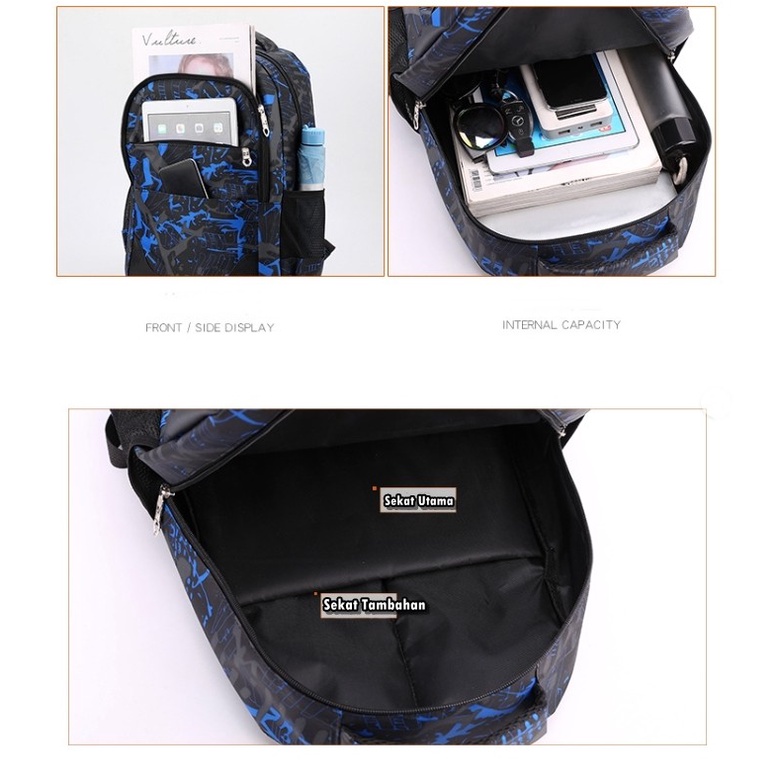 Tas Ransel Pria Wanita Backpack Sekolah Kuliah Fashion Olahraga 3in1 TA0008