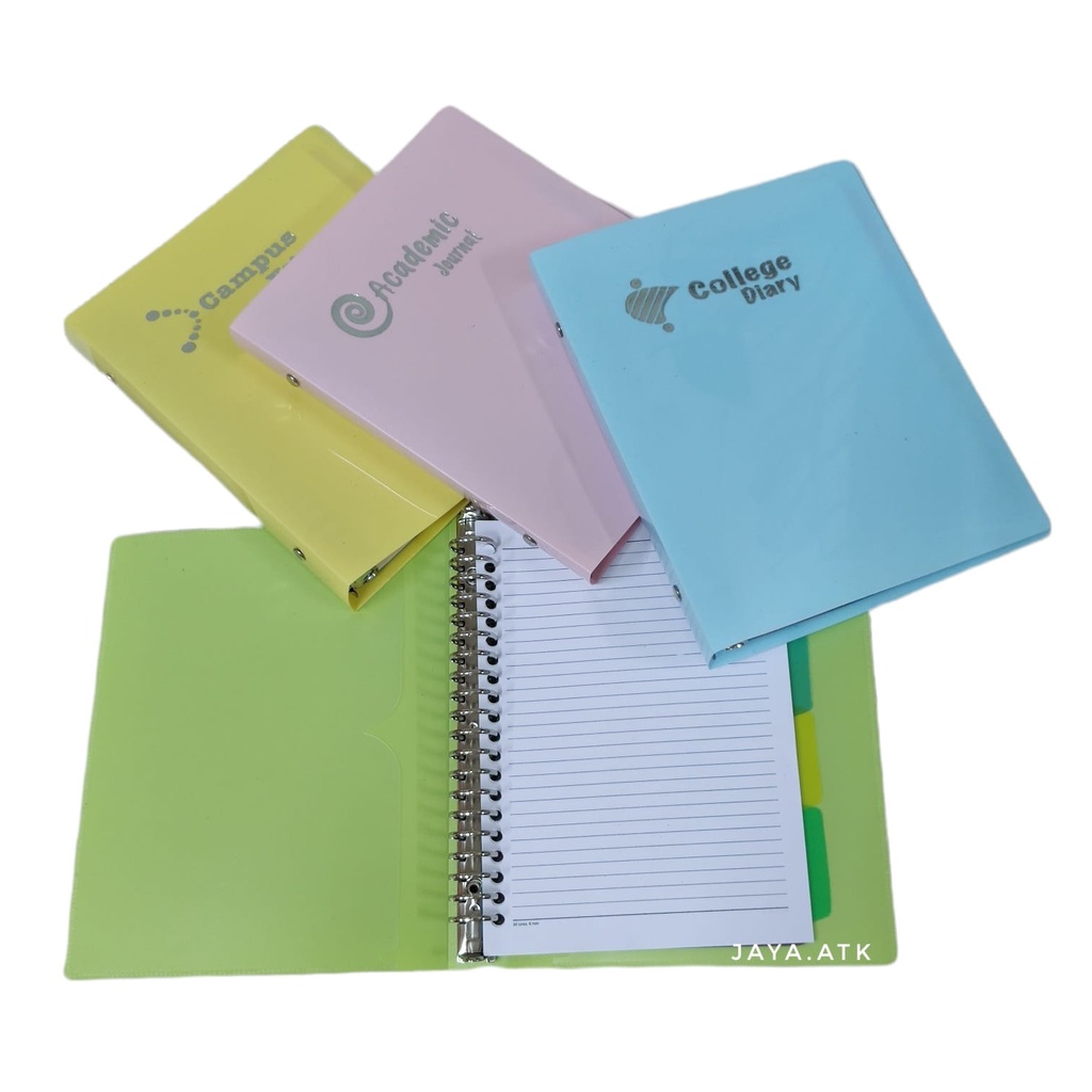 BINDER NOTE MAP RING LOOSE LEAF A5 20 RING WARNA PASTEL POLOS LUCU TEBAL