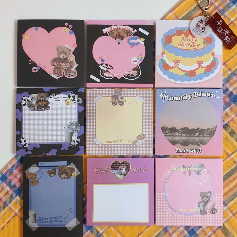 

[NEW] Ins retro style cute little bear note book DIY hand account material students