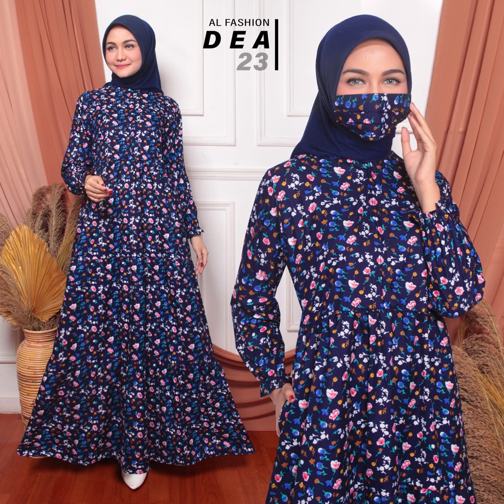 ABA AGEN BAJU HOMEY DRESS GAMIS DEYA BAHAN KATUN-DEYA 23 NAVY