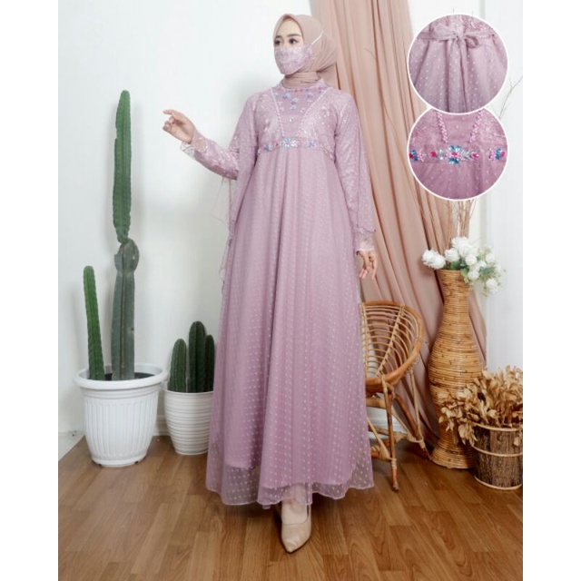 READY GAMIS HIJAB AURA GOWN ORIGINAL / GAMIS TILE AURA HIJAB MODERN / GAMIS TILE SPIDER / GAMIS TILE