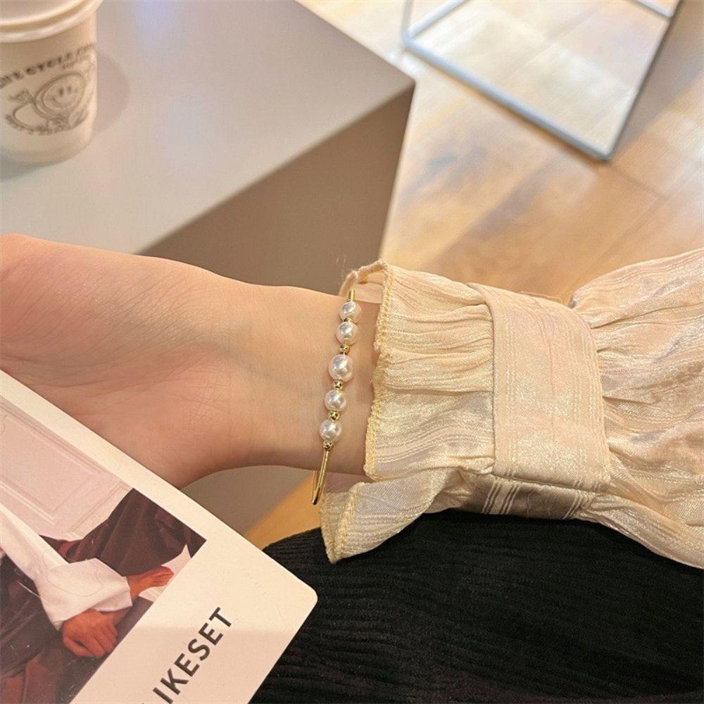 Needway Wanita Gelang High-end Mutiara Sederhana Hadiah Ulang Tahun Baroque Hadiah Untuk Bangle Terbuka Nya