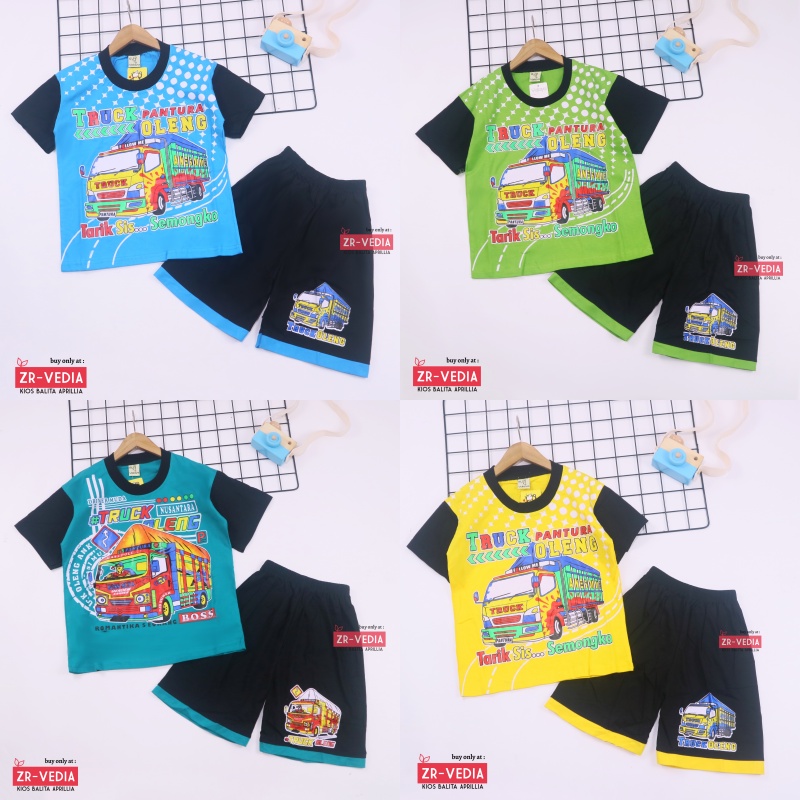 Set Cakka uk 1-2 Tahun / Celana Baju Anak Kaos Karakter Pendek Laki Cowok Lucu Lengan Setelan Murah