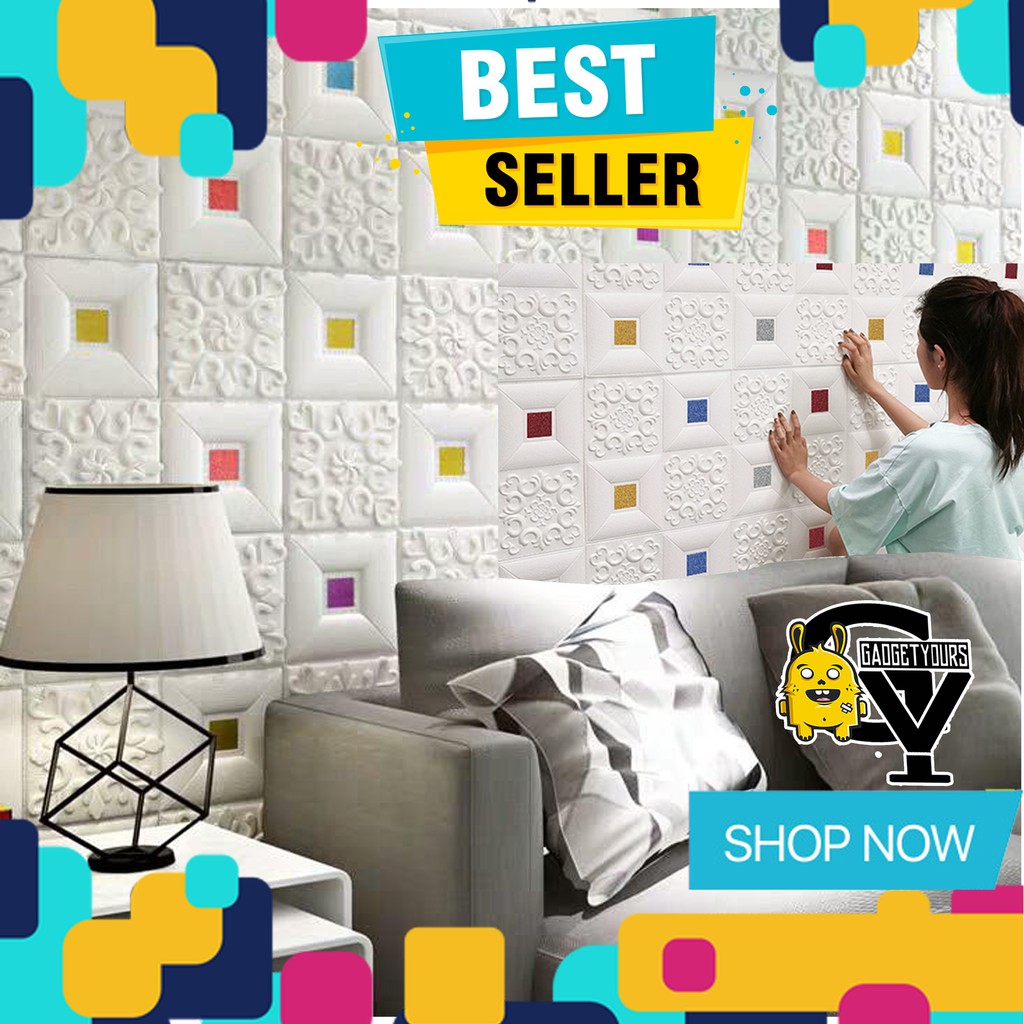 Sticker Wallpaper 3D foam Embosed Model Batu Bata kayu dan batik Sticker Wallpaper Dinding 3D-2