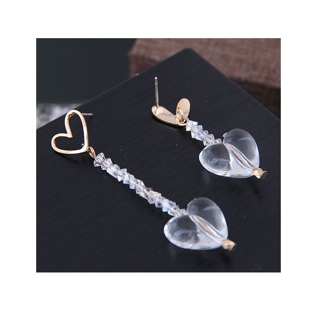 LRC Anting Tusuk Fashion Gold 925 Silver Needle Love Asymmetrical Earrings A58948