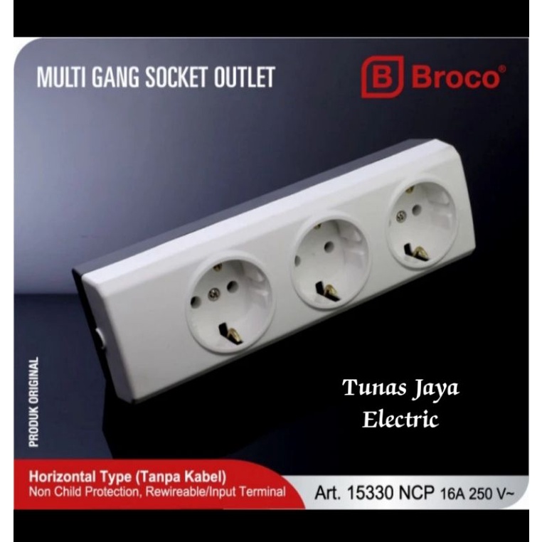 Stop Kontak Arde 3Lb BROCO Type NON CP-Child Protection (15330)