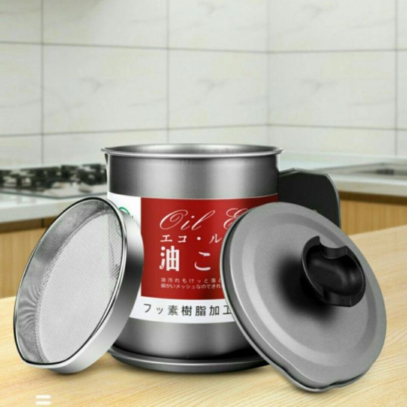 Saringan Minyak Masak  / Tempat Saringan Minyak Masak Stainless / Oil Pot Saringan Tempat Wadah Saring /Share: Oil Pot Gelas Tempat Saringan Minyak Wadah Saringan Minyak Masak Stainless   an Minyak Goreng  Stainless Steel 1,4 dan 1.7 ltr L