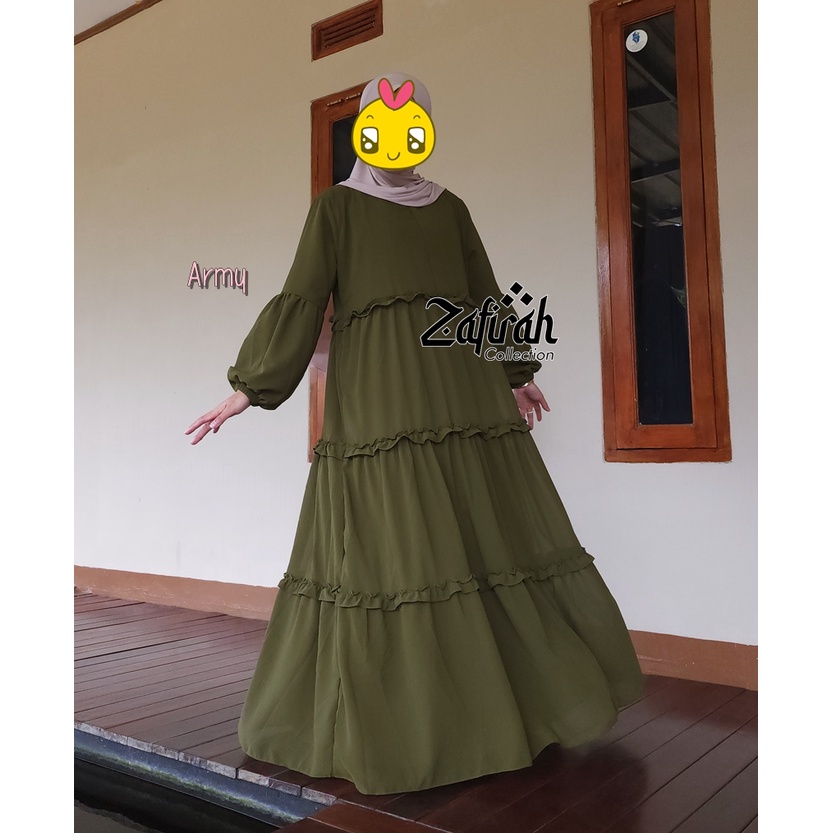 Gamis Terbaru Zafirah Collection Faida Dress - Gamis Ceruty Babydoll Ori