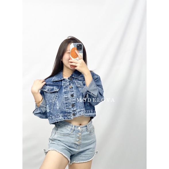 MDLV ~ Jaket Jeans Love Ribbon Jaket Jeans Cewek Jaket Jeans Premium Jaket Jeans Import Good Quality Women Jeans Jaket Fashion Import