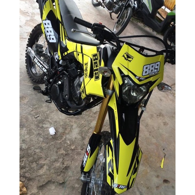 STICKER DECAL FULLBODY MOTOR HONDA CRF 150 L DESAIN SIMPEL WARNA KUNING BEBAS REQUEST
