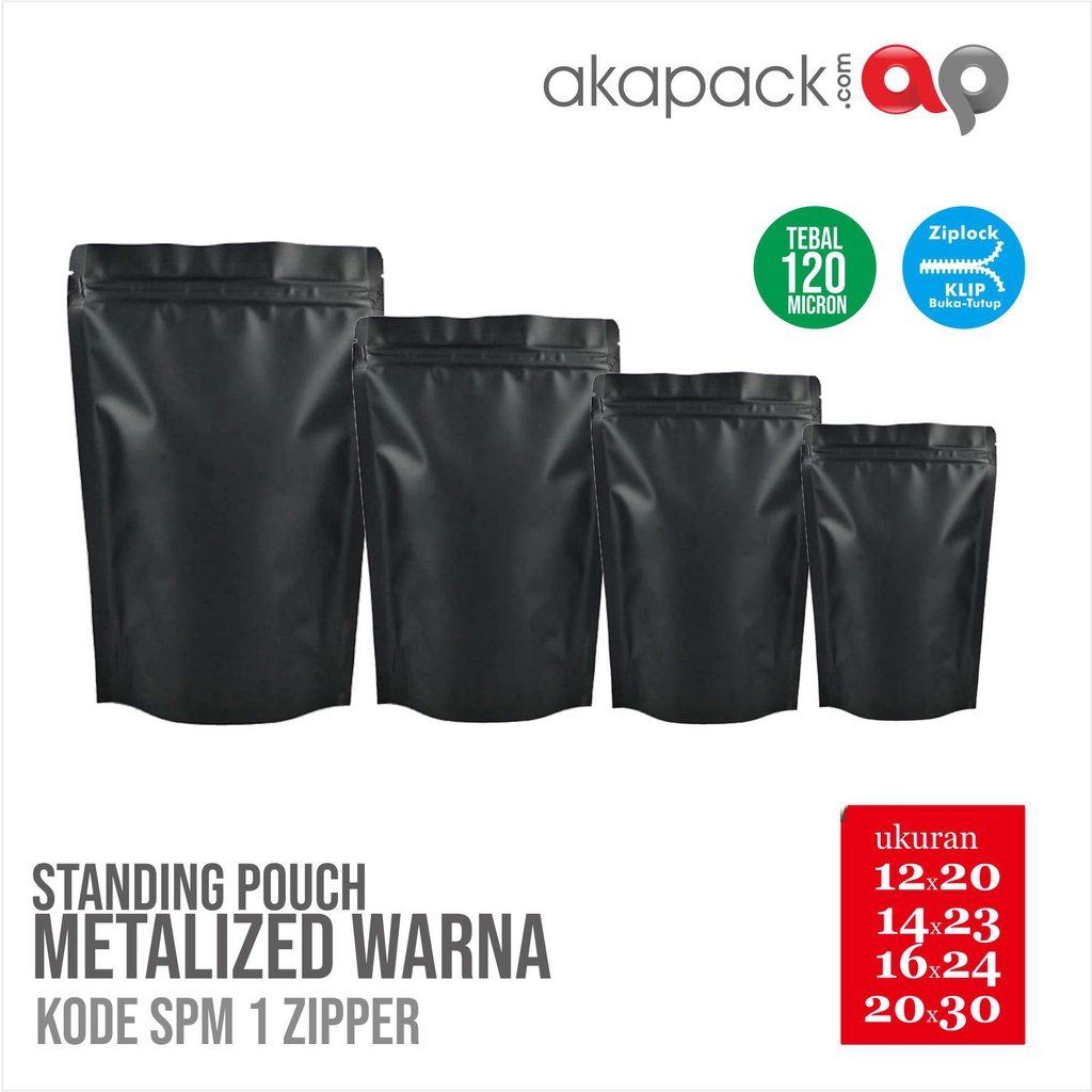 Jual Kemasan Standing Pouch Metalize Warna Warni Ziplock - SPM 20x30
