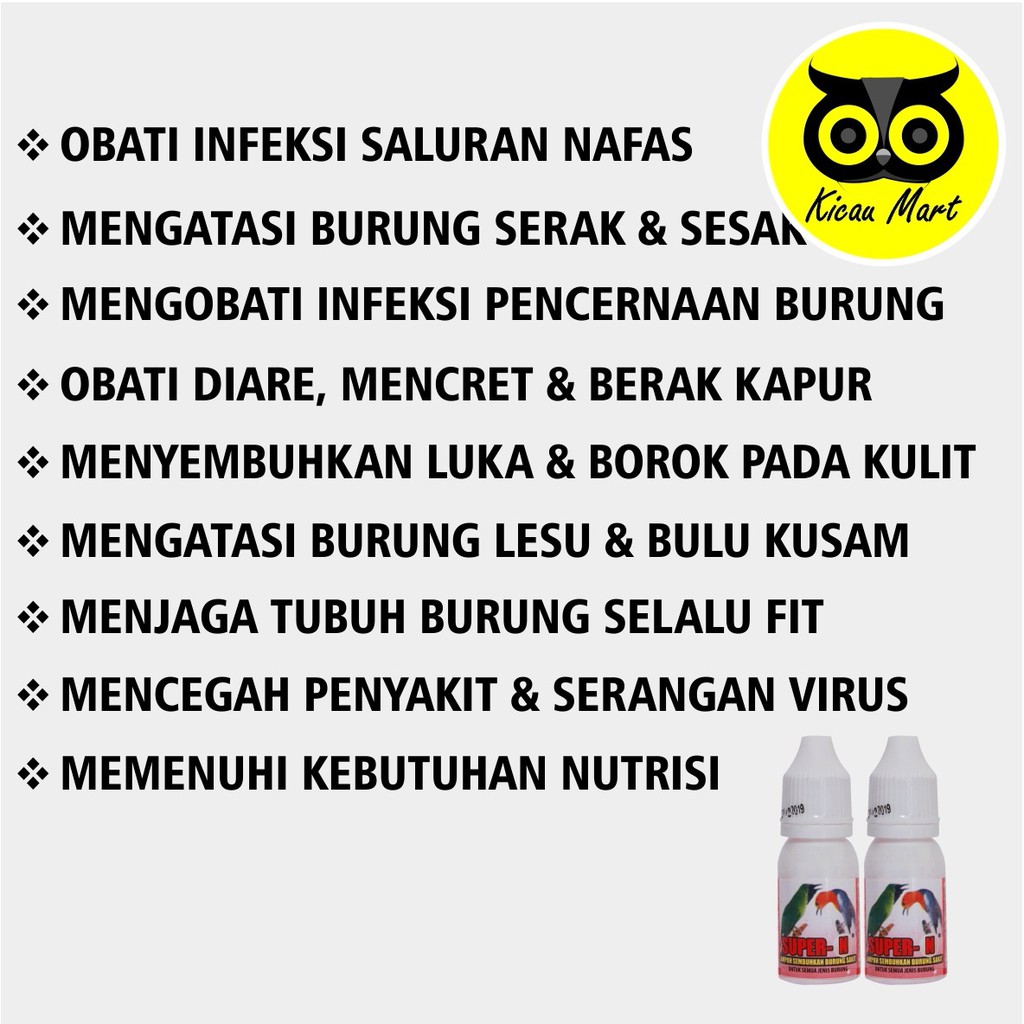 Obat Burung Super N Super N Super Kicau Atasi Infeksi Nafas