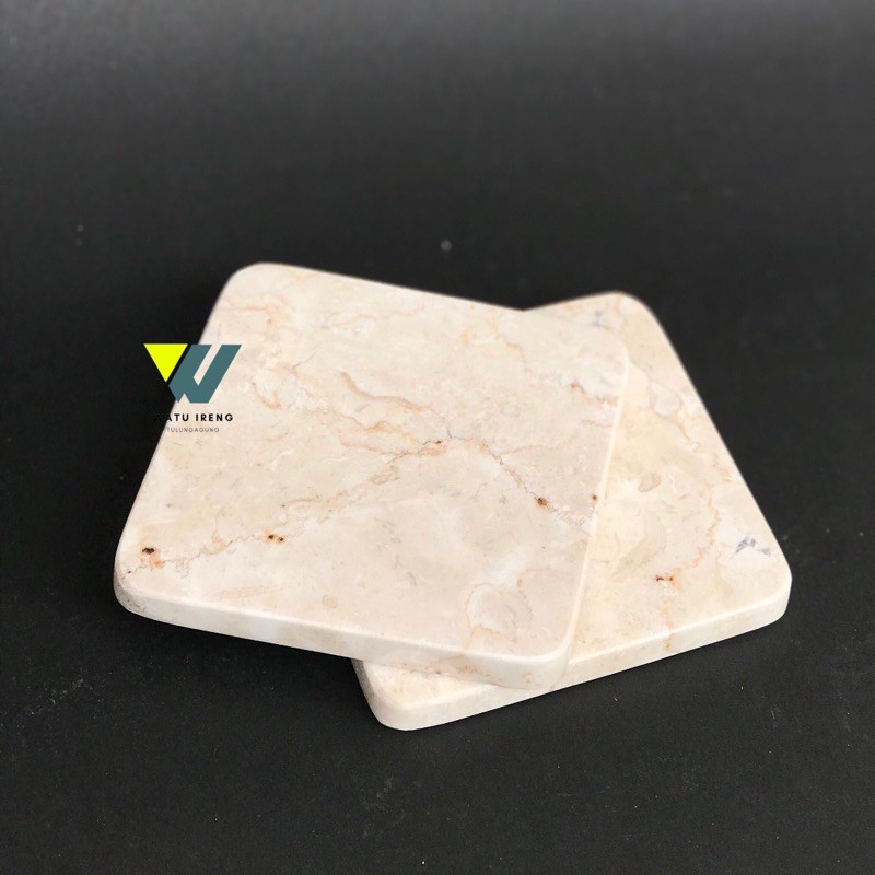 Coaster marmer tatakan gelas marmer persegi glossy CM01