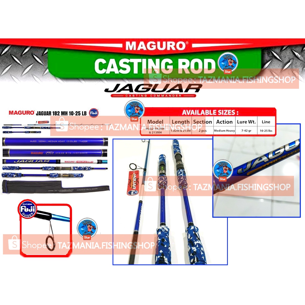 Joran Maguro JAGUAR 182/213 MH | Dual Bottom | Casting Laut Spinning