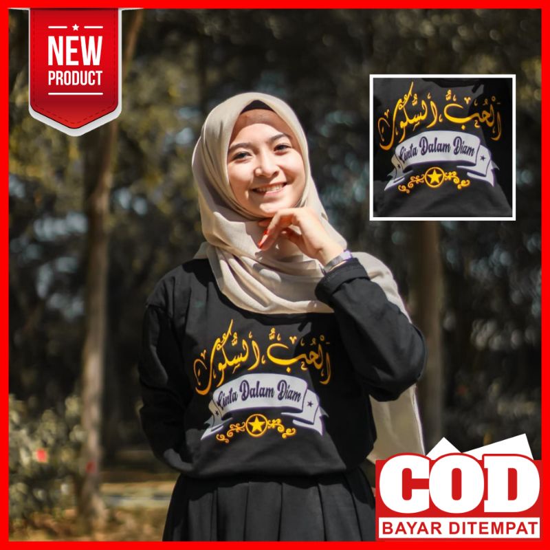 Kaos Santri Cinta Dalam Diam Lengan Panjang Salafi Salafy Oversizse Baju Atasan Santri Putri Murah K