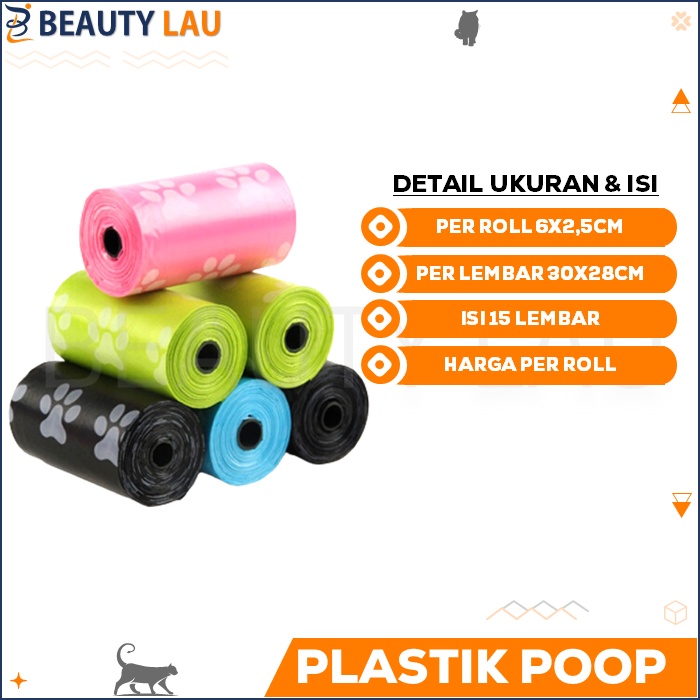 PLASTIK REFILL PER ROLL TEMPAT KOTORAN KUCING ANJING PUP POOP KUCING KANTONG MURAH