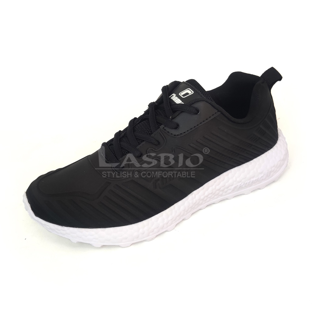 Sepatu Sneakers Sekolah Hitam Putih Pria Rhumell - Fighter Black White