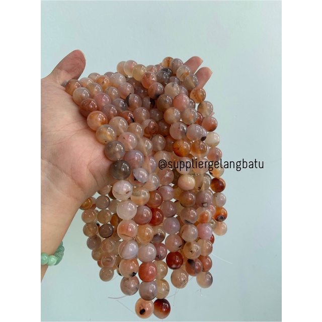 carnelian putih orange 14mm Stone batu healing untuk gelang kalung