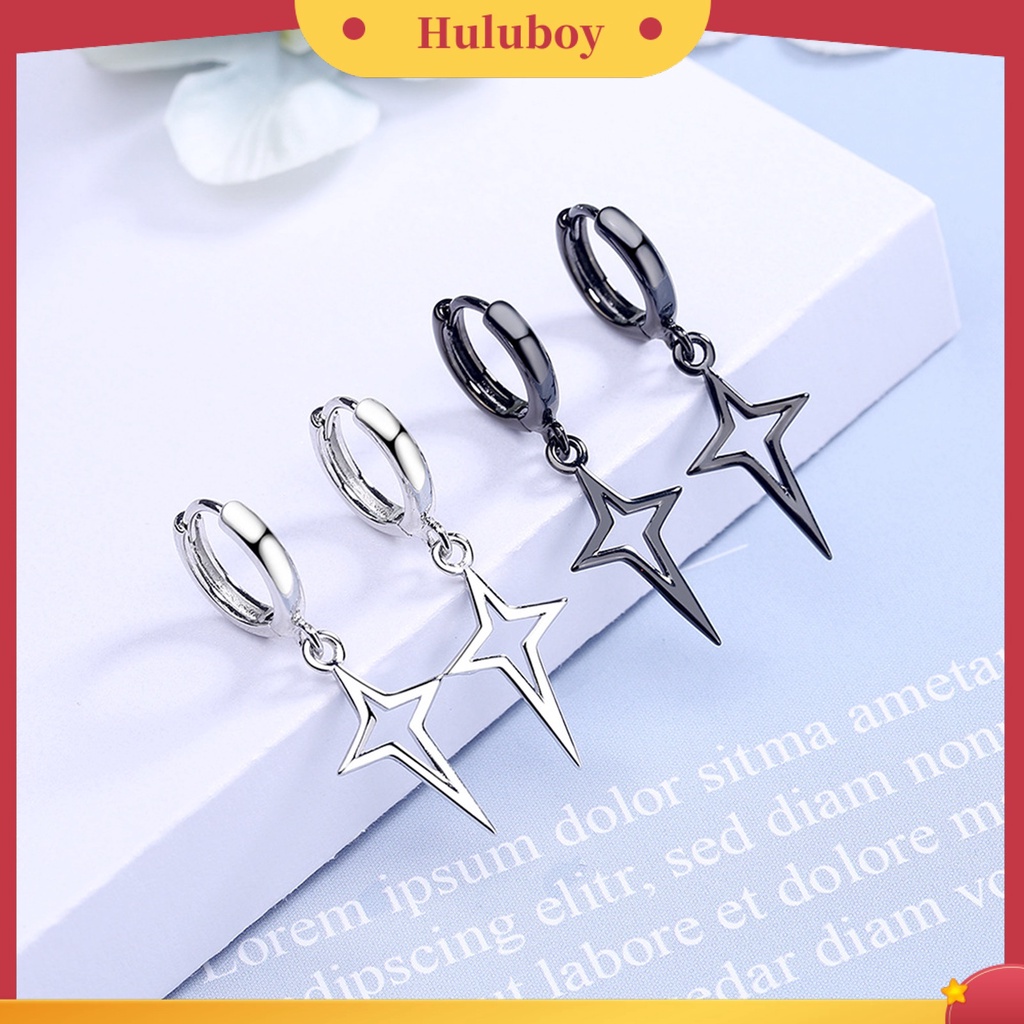 Hu Hu Hu Hu Hu Alat Bantu Pasang Kacamata♡ 1 Pasang Anting Bentuk Bintang Warna Solid Gaya Hip-hop Untuk Wanita