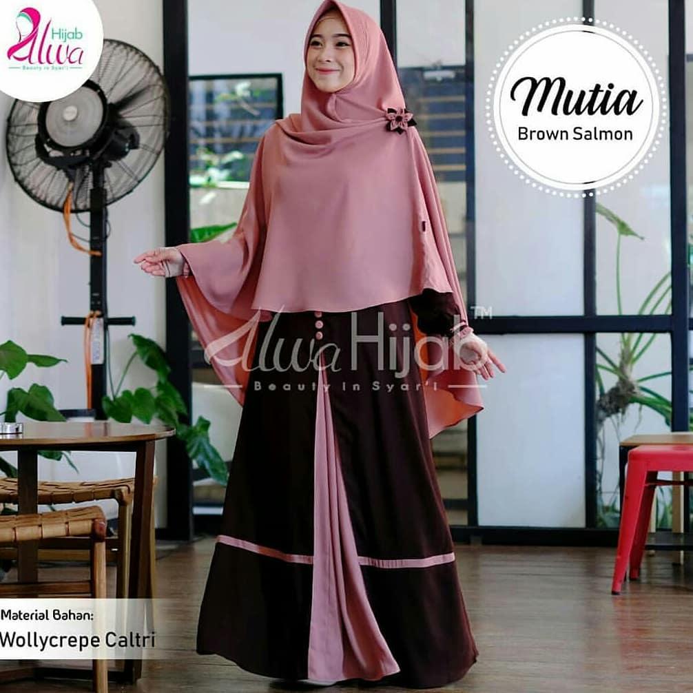 MUTIA SYARI BAHAN MOSCREPE (Free Hijab / Khimar ) Gamis Trendy Modern Wanita Baju Panjang Stelan Sya