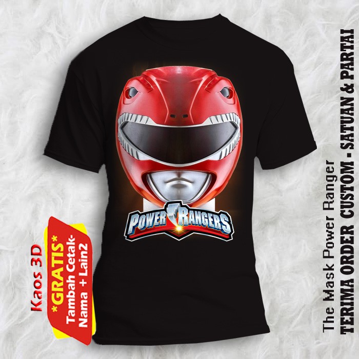 Kaos The Mask Power Ranger ukuran anak dan dewasa / tshirt custom untuk anak gambar The Mask Power R