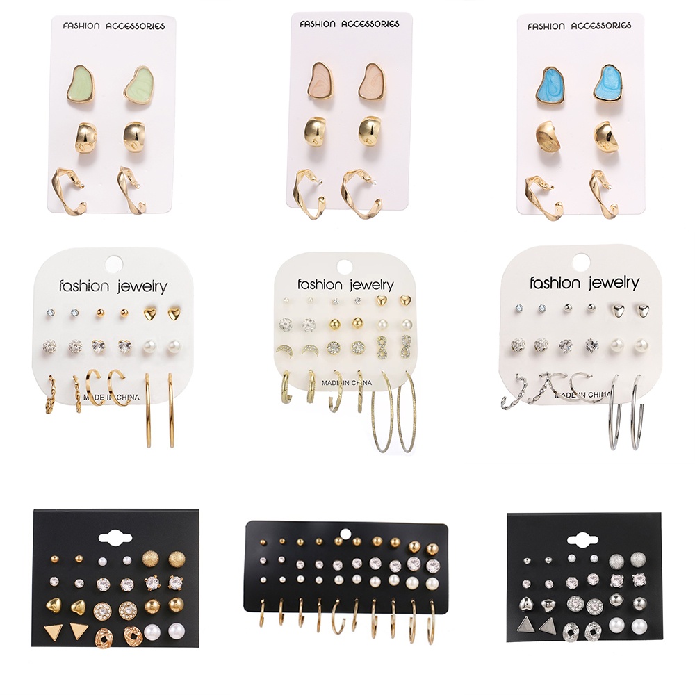 24pcs / Set Anting Stud Hias Kristal Mutiara Gaya Korea Untuk Wanita