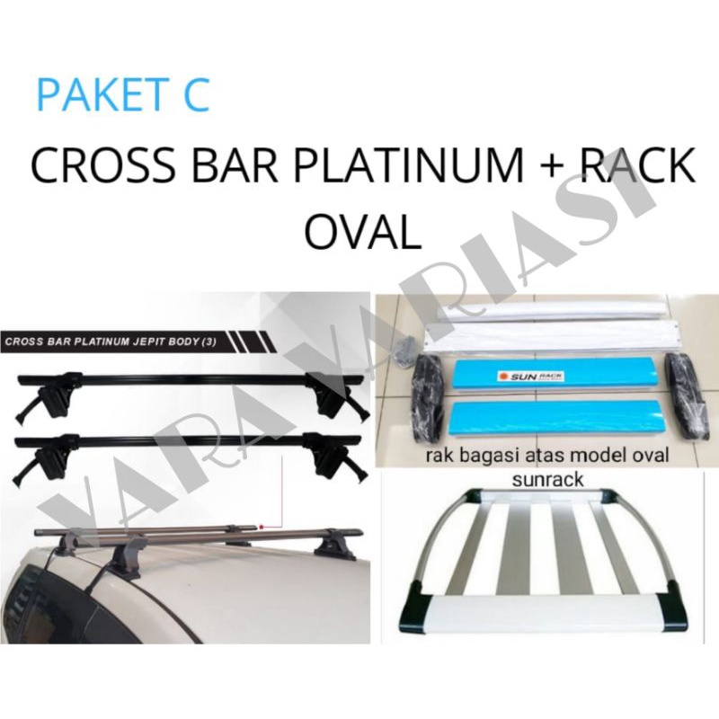 Paket Rak Bagasi Atas + Kaki Rak Platinum 2 Jepit Body Mobil Innova 2005-2014