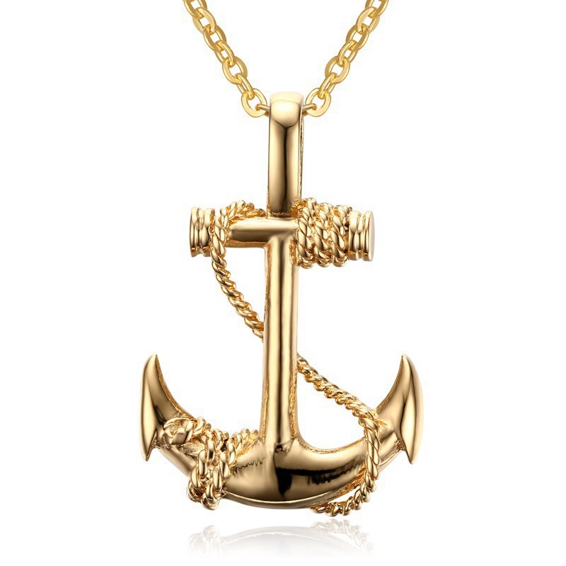 European and American style men's stainless steel anchor pendant Pirates of the Caribbean anchor necklace