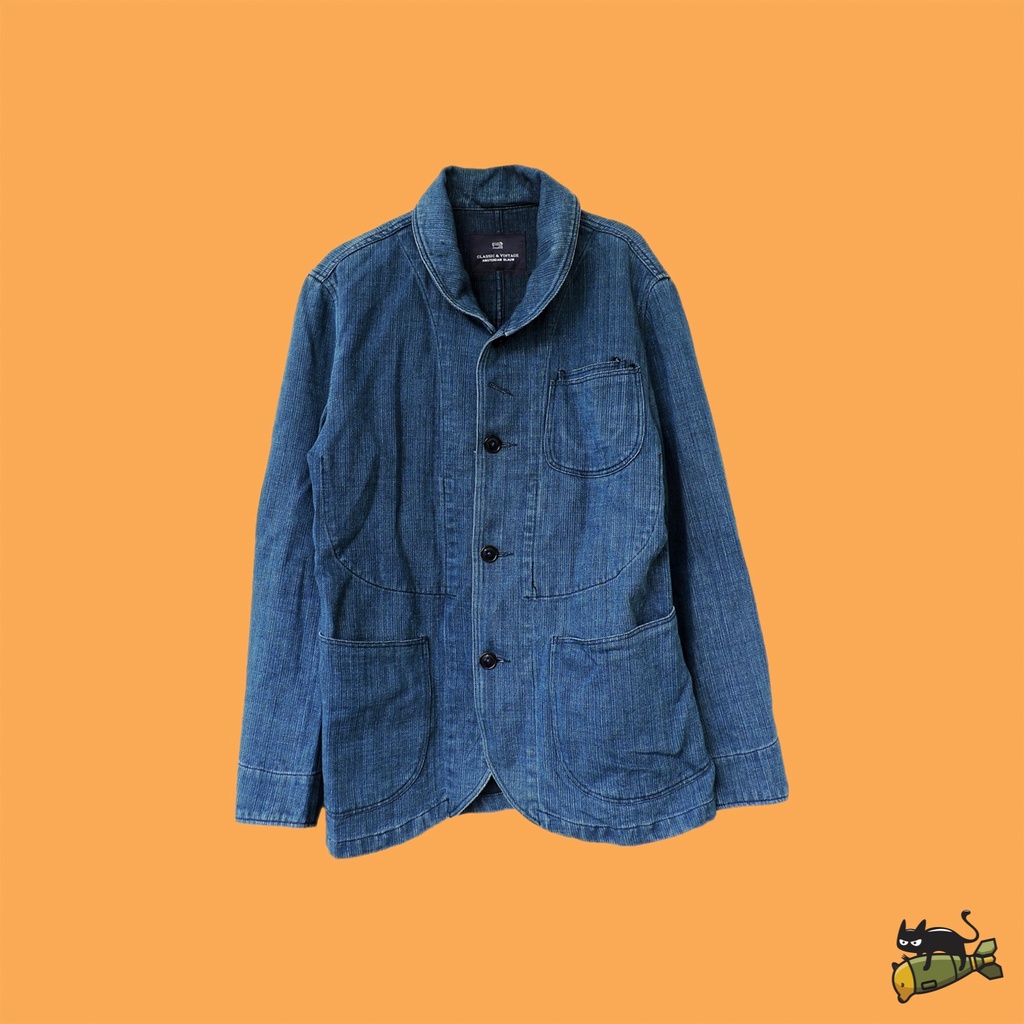 Aspesi Clasic & Vintage Amsterdam Blauw Denim Indigo Blue Chore Jacket