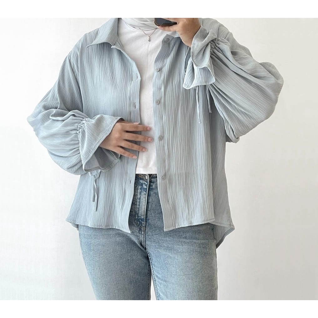 Zelina Kemeja Crinkle Rayon Kemeja Oversize Kemeja Crinkle Kahatex Delisa Blouse