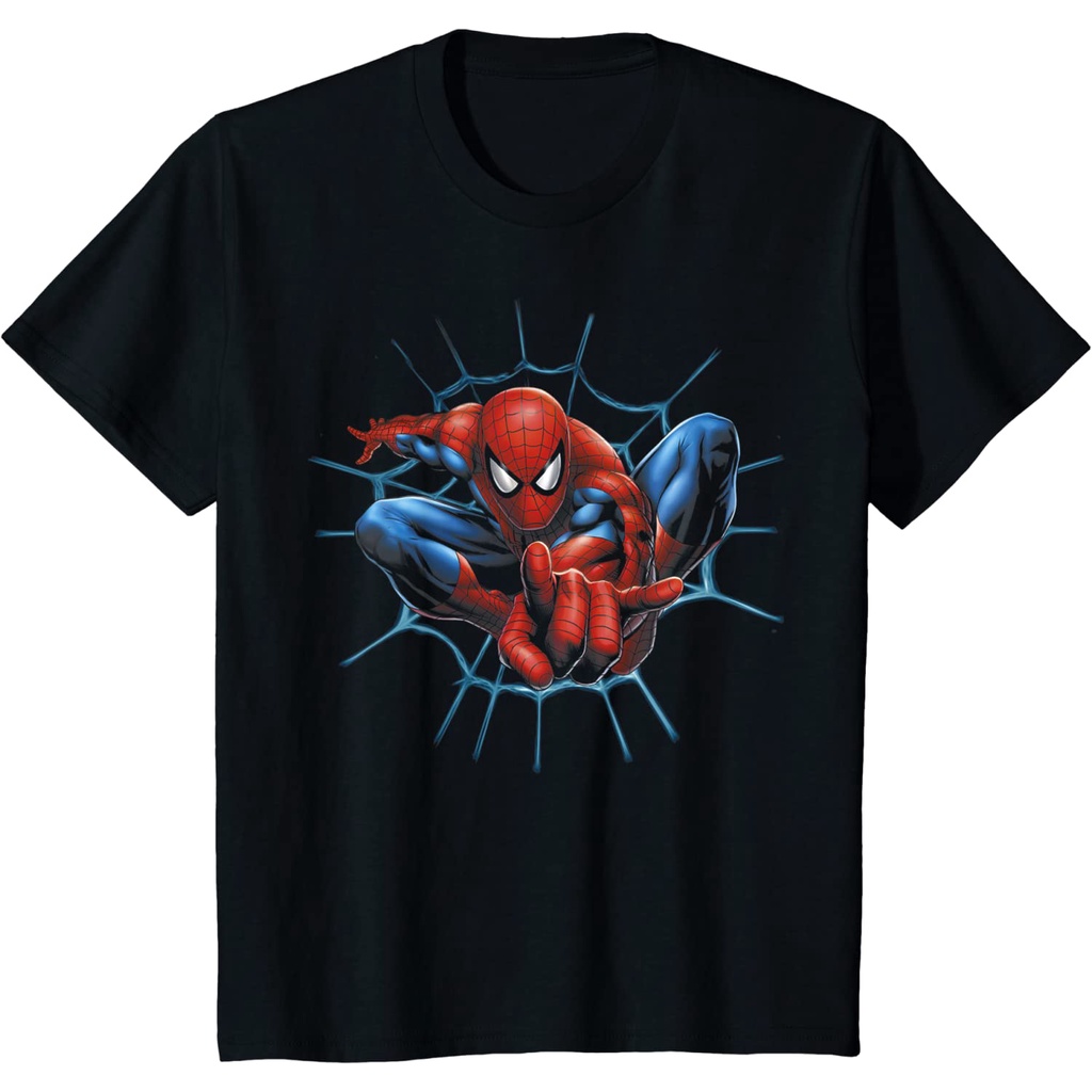 Baju anak Marvel Spider-Man Web Sling Portrait T-Shirt Kaos Anak Pakaian anak Fashion Bayi Fashion B