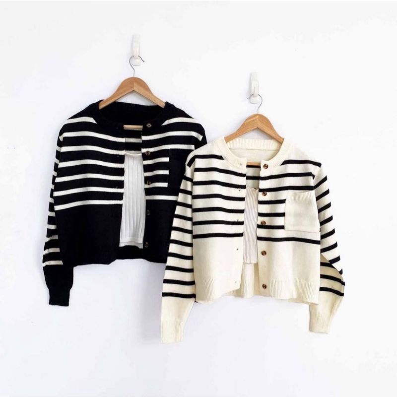 BEFAST - ZSO OOTD Cardigan FIYA / EMIRA CARDIGAN KNIT / Cardigan Wanita Terbaru / Outer Kekinian Remaja ABG / Pakaian Wanita Casual / Cardigan Motif Garis-Garis / Atasan Lengan Panjang / Termurah