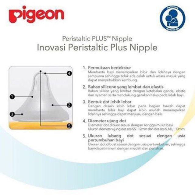 Pigeon Dot Wideneck Peristaltik / Peristaltic Plus size SS S M L Nipple Teat Wide Neck NO BOX