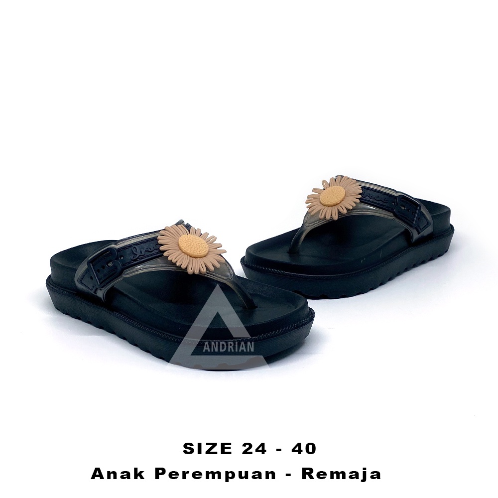 Sandal anak perempuan model irsoe jepit / motif bunga matahari