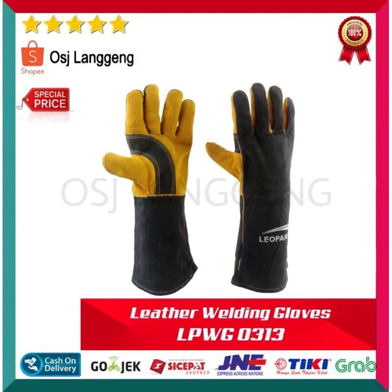 BISA COD |  Sarung Tangan Safety Gloves LEOPARD 16 inch Welding Glove